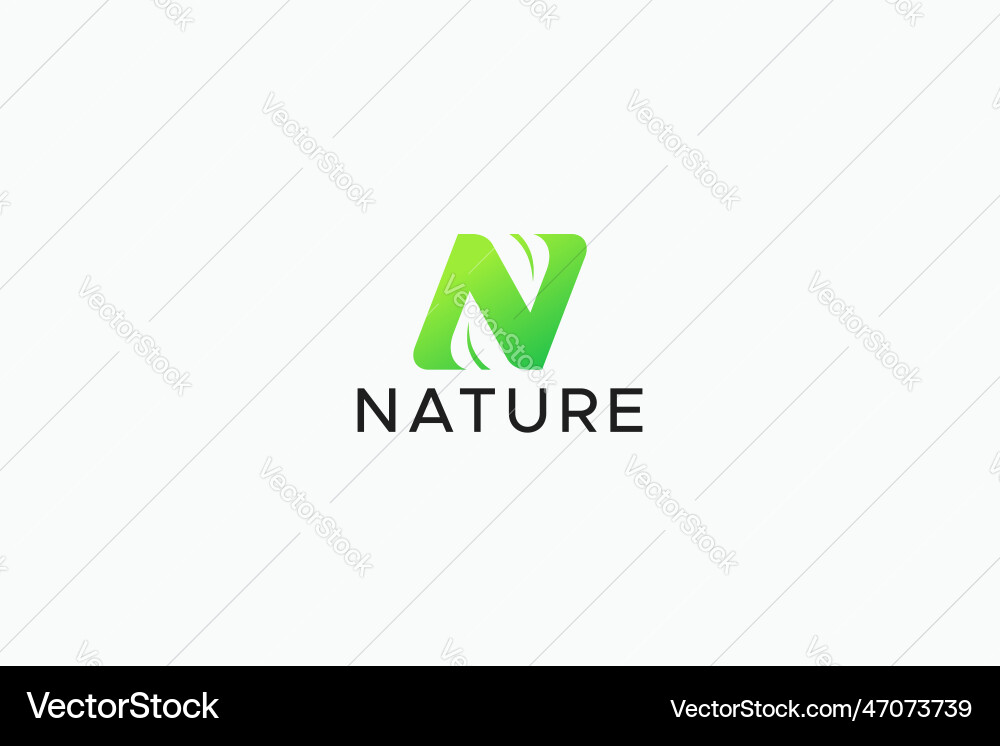 Buchstaben n grün frisches Naturblatt Logo Buchstaben n grün frisches Naturblatt Logo vektorbild