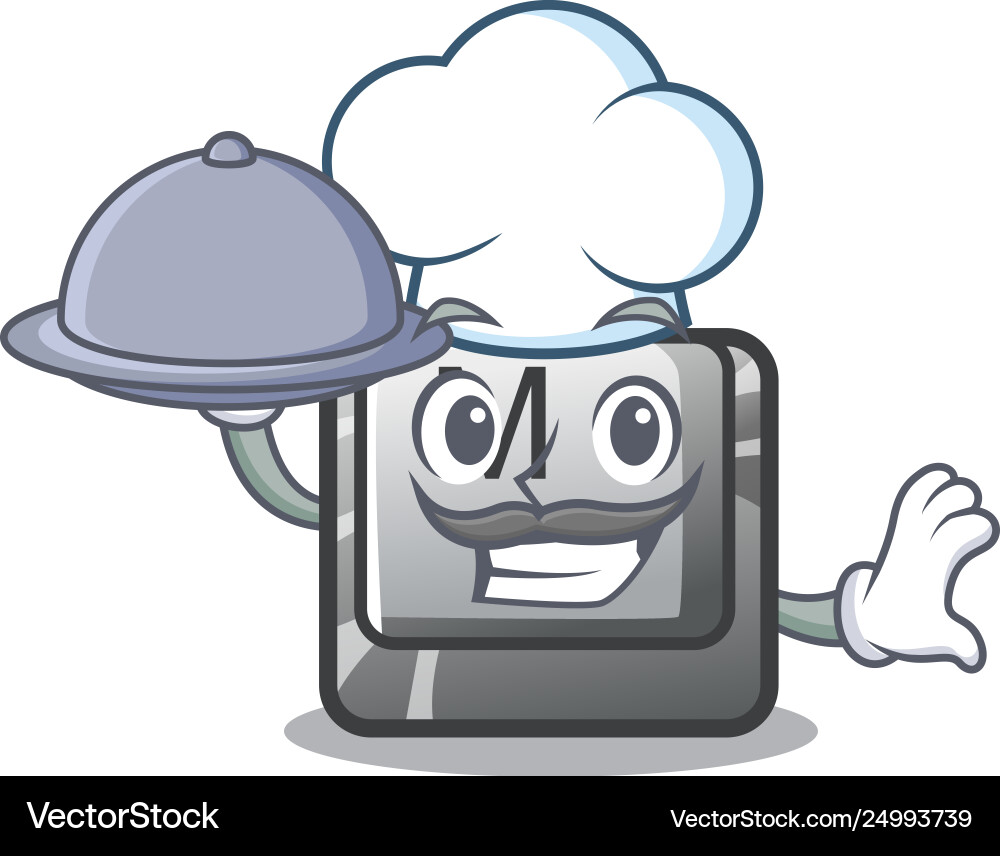 Chef with food m button installed in game cartoons Chef with food m button installed in game cartoons vector image