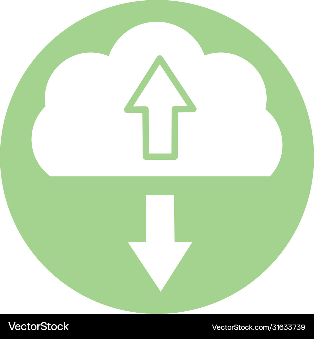 Cloud computing with arrows block style icon vector image