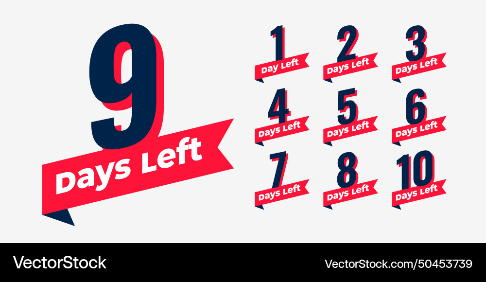 Countdown timer with number of days left tags vector image