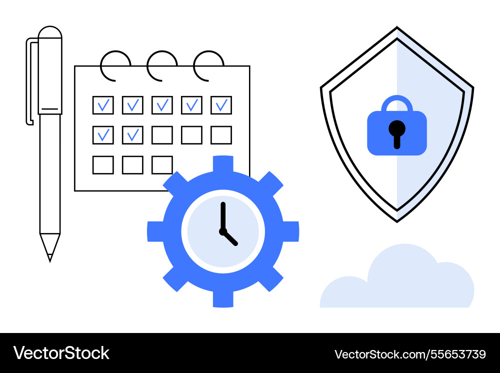 Efficient time management and secure data Efficient time management and secure data vector image