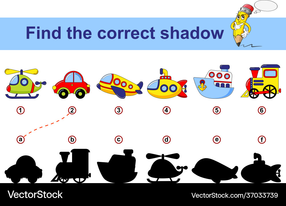Finden Sie richtige Schatten Kinder Bildungsspiel Finden Sie richtige Schatten Kinder Bildungsspiel vektorbild