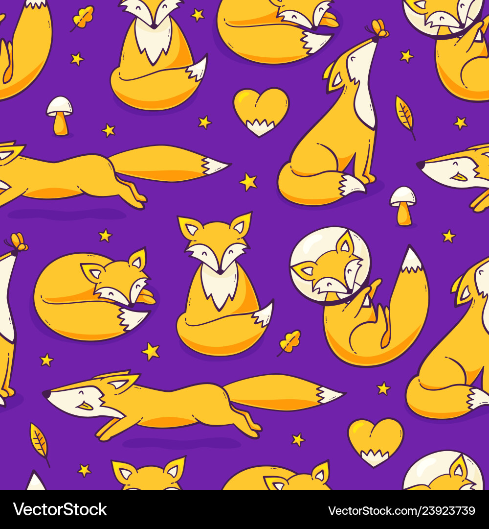 Foxes seamless pattern Foxes seamless pattern vector image