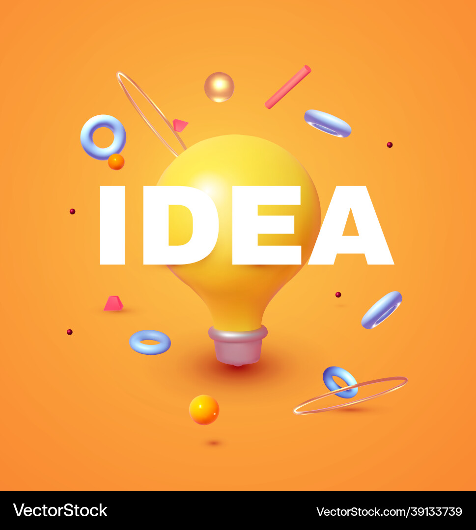 Idea 3d design realistic cartoon render thinking Idea 3d design realistic cartoon render thinking vector image