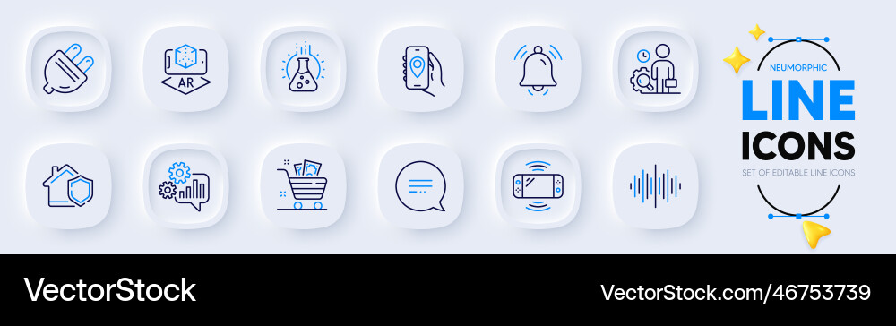 Inspect location app and game console line icons Inspect location app and game console line icons vector image