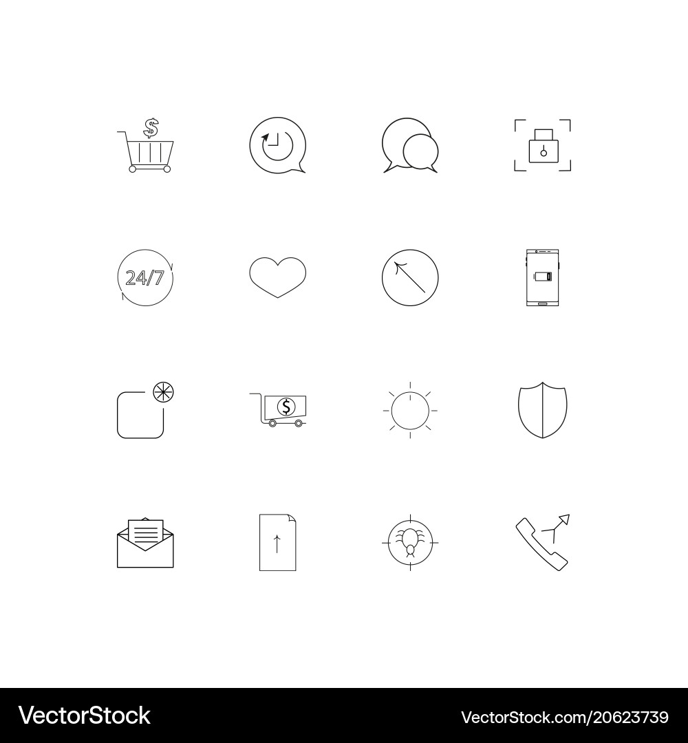 Interface simple linear icons set outlined vector image