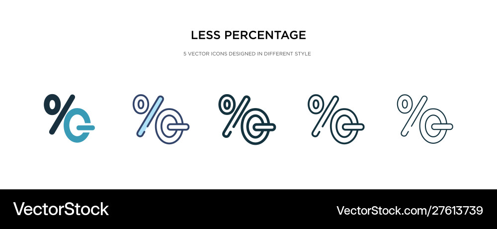 Less percentage icon in different style two Vector Image