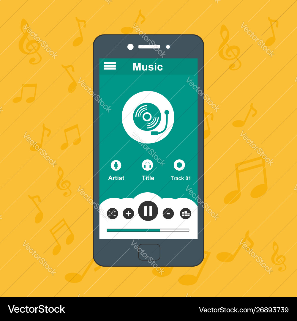 Media player application app template with flat Media player application app template with flat vector image