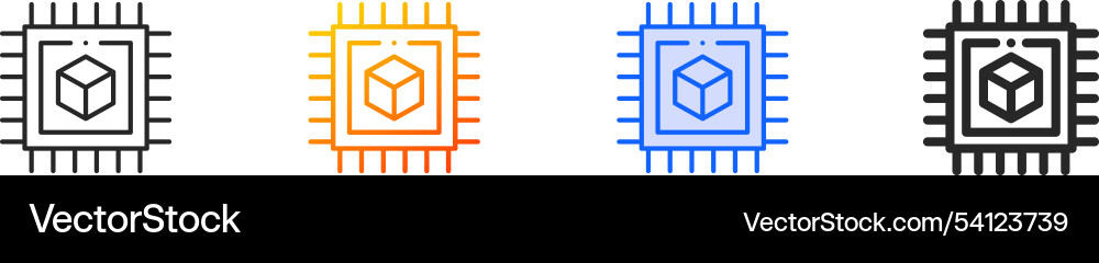 Microchip iconthin linear gradient blue stroke vector image