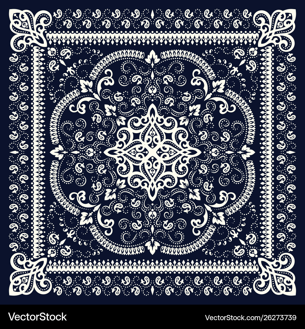 Ornament paisley bandana print seidenhals Ornament paisley bandana print seidenhals vektorbild