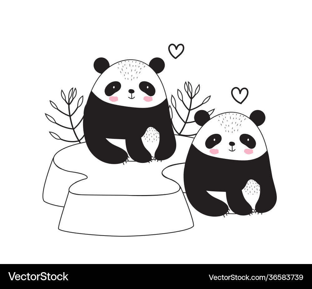 Pandas sketch animals Vector Image