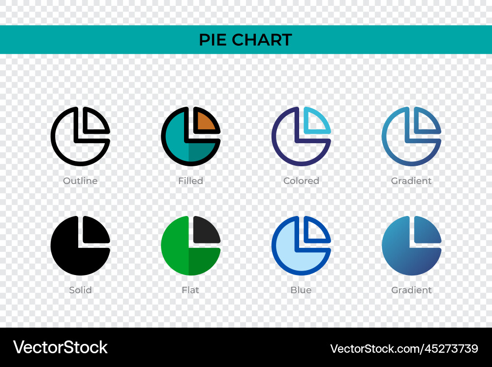 Pie chart icon in different style icons Pie chart icon in different style icons vector image