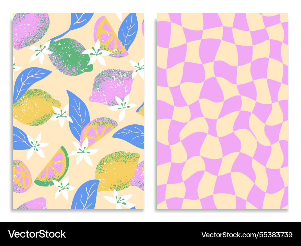 Quirky seamless pattern with lemon and grid Quirky seamless pattern with lemon and grid vector image