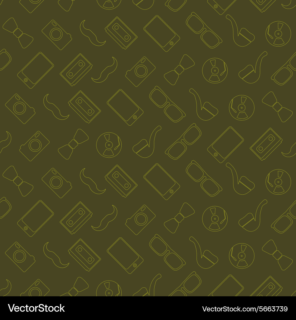 Seamless background with different hipster objects vector image