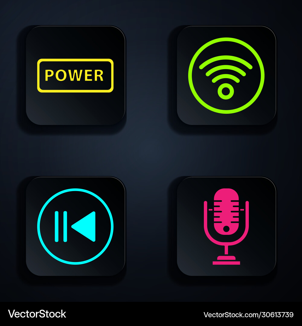 Set microphone power button rewind and wi-fi Set microphone power button rewind and wi-fi vector image