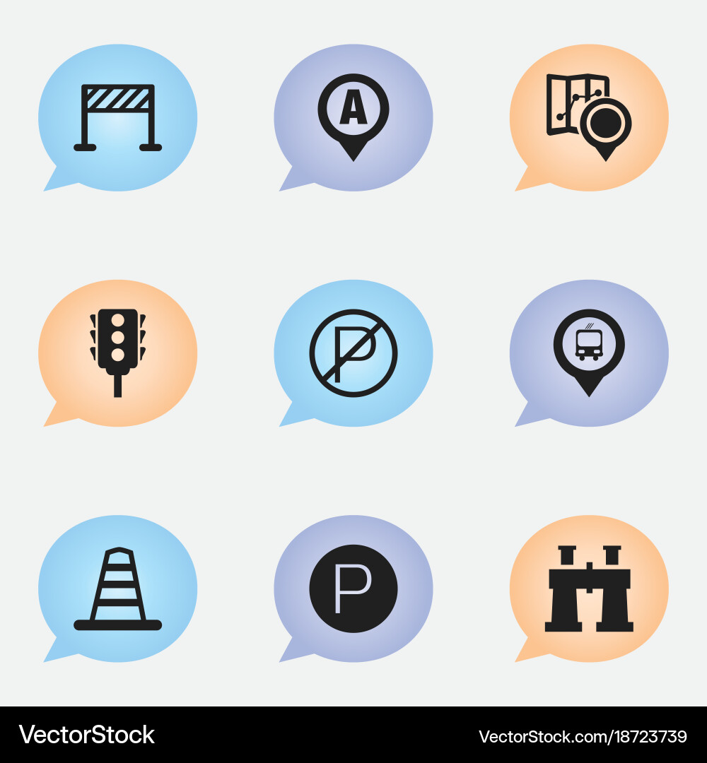 Set of 9 editable map icons includes symbols vector image