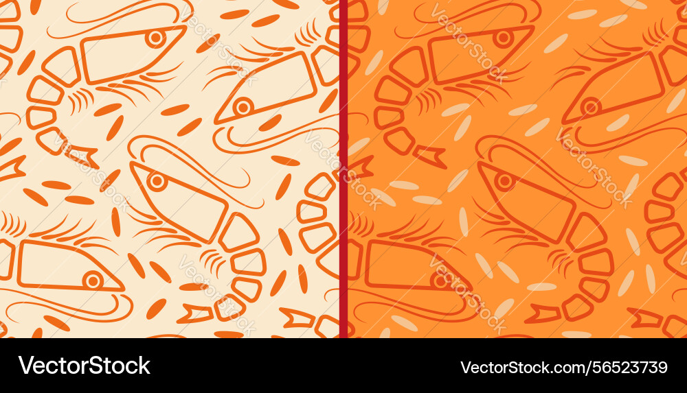 Set patterns of shrimp in line art style Set patterns of shrimp in line art style vector image