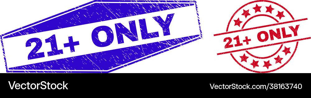 21 plus only unclean badges in round and hexagonal Vector Image