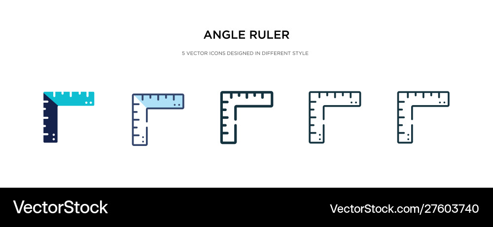 Angle ruler icon in different style two colored vector image