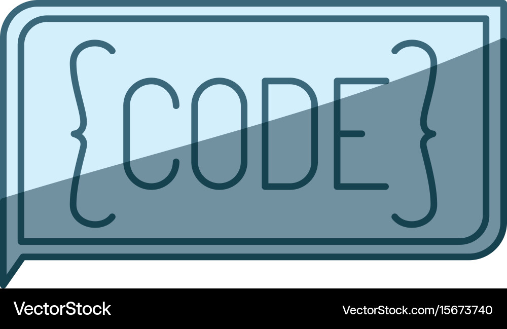 Blue shading silhouette of rectangle text code vector image