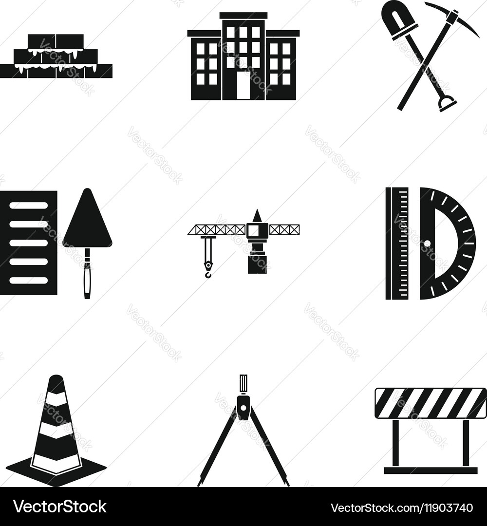 Building tools icons set simple style vector image