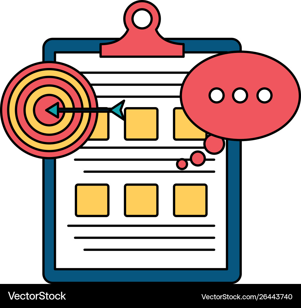 Checklist clipboard document with target Checklist clipboard document with target vector image