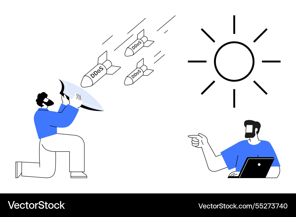 Cyber Security Expert Battling ddos Angriff Vektorbild