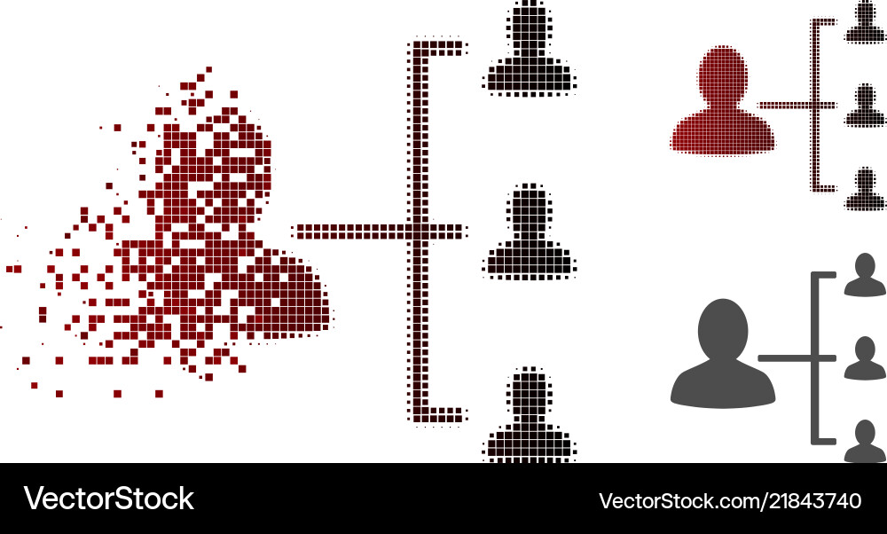 Fragmented pixelated halftone user scheme icon Vector Image