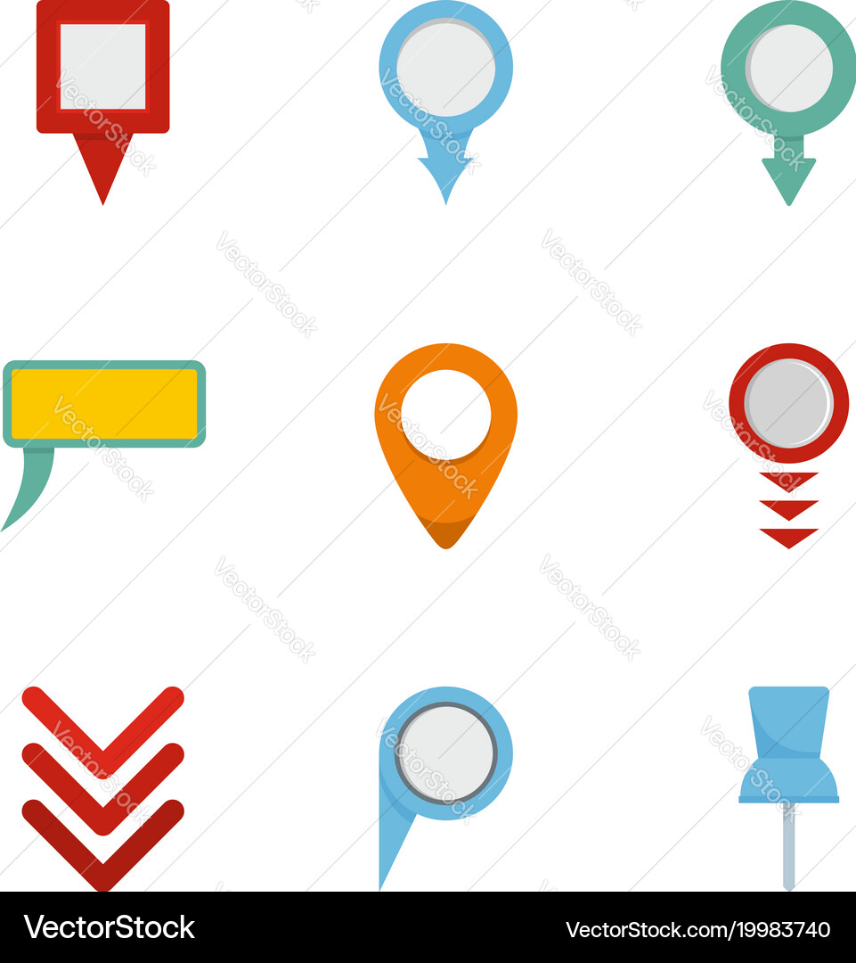 Gps pointer icons set flat style vector image
