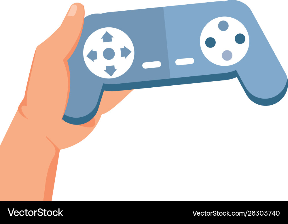 Hand user with video game control retro vector image