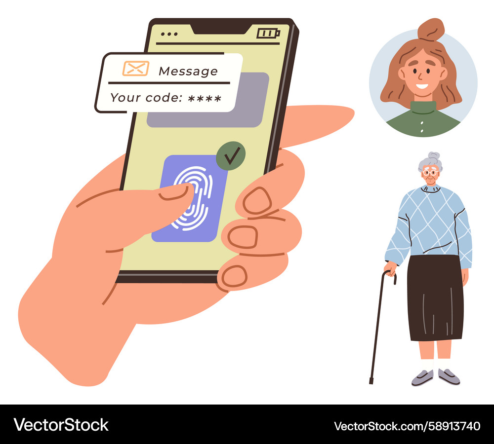 Mobile security authentication with fingerprint Vector Image