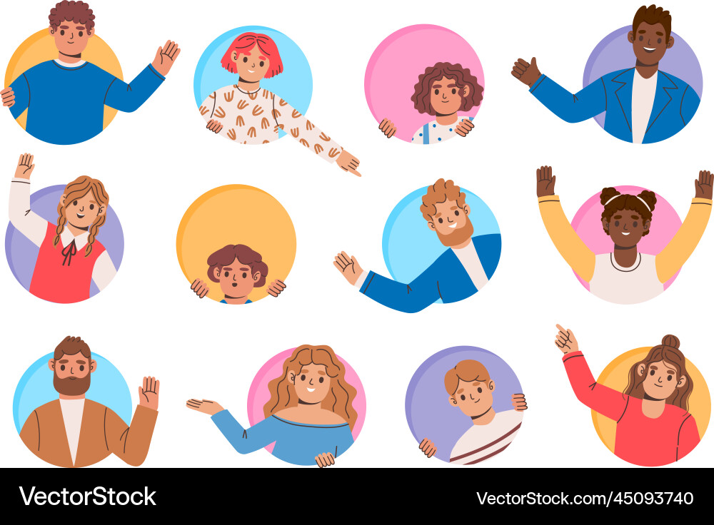 Persons in circle windows communicating people Persons in circle windows communicating people vector image