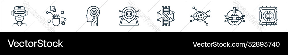 Robotics line icons linear set quality Robotics line icons linear set quality vector image