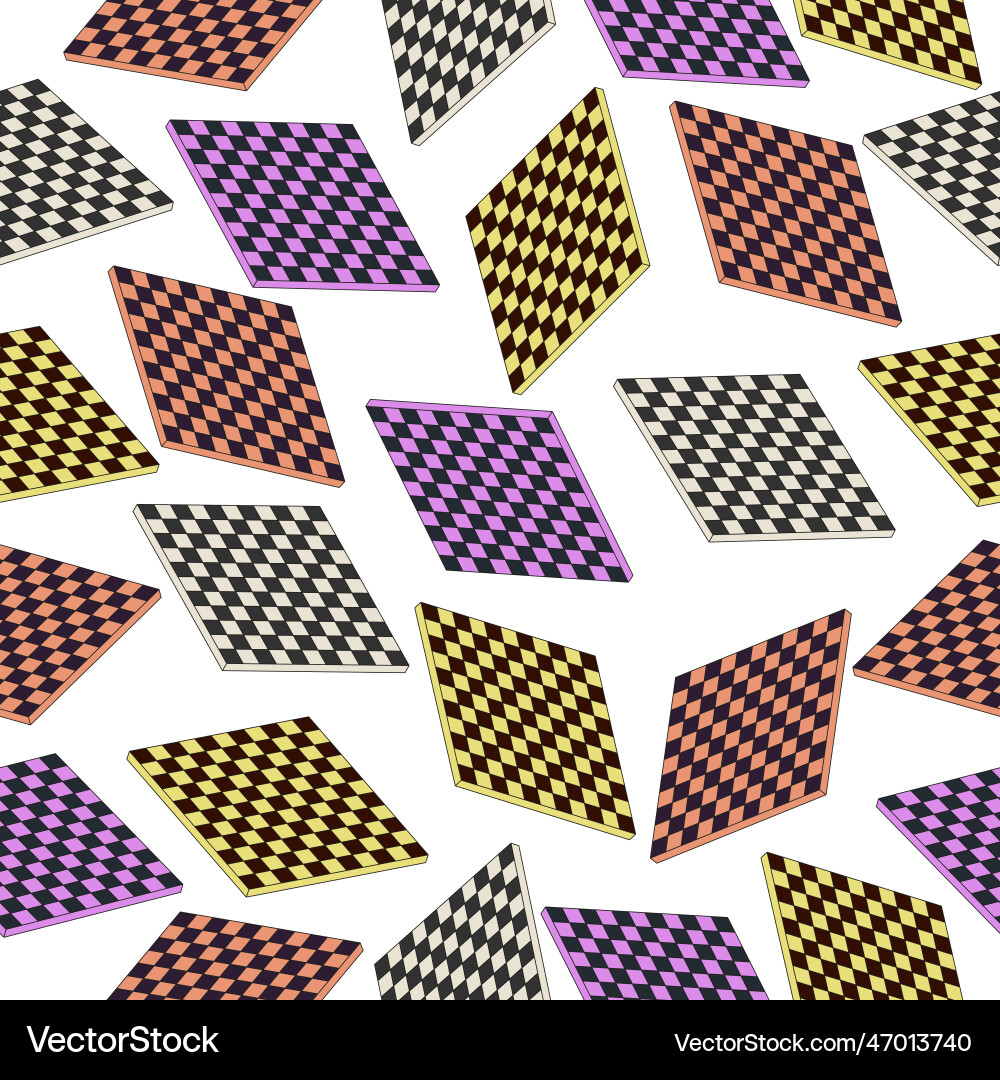 Seamless pattern with colorful isometric chess Seamless pattern with colorful isometric chess Vector Image