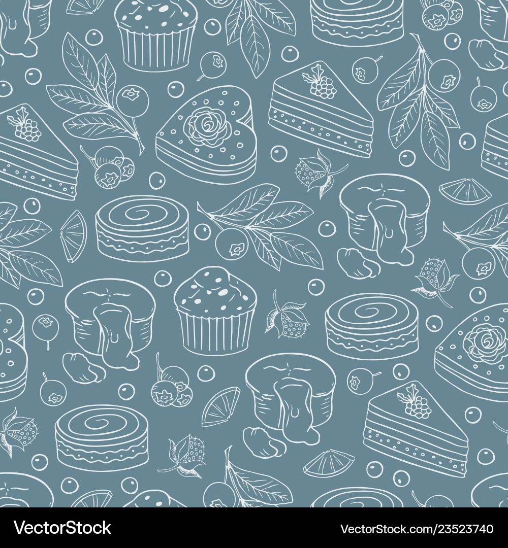 Seamless pattern with different kind of cakes 05 Seamless pattern with different kind of cakes 05 vector image