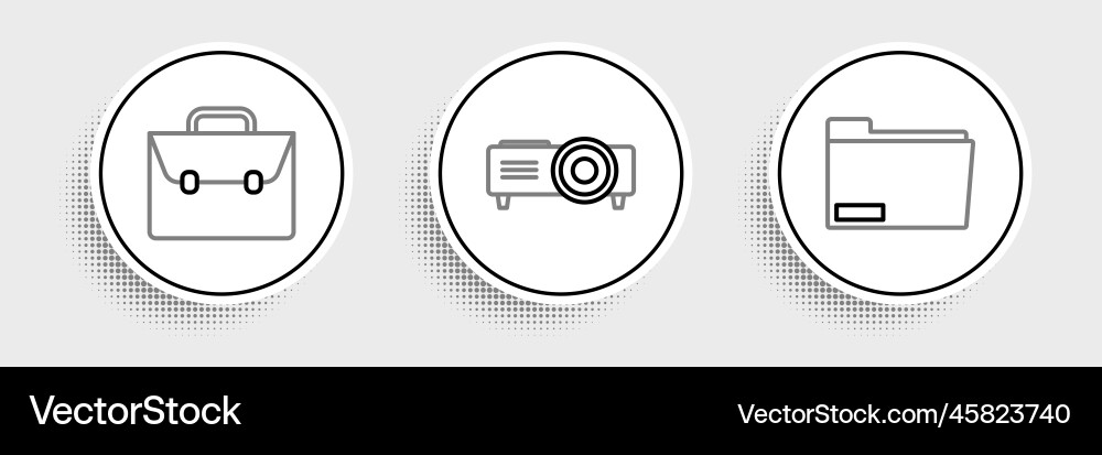 Set line document folder briefcase Vector Image