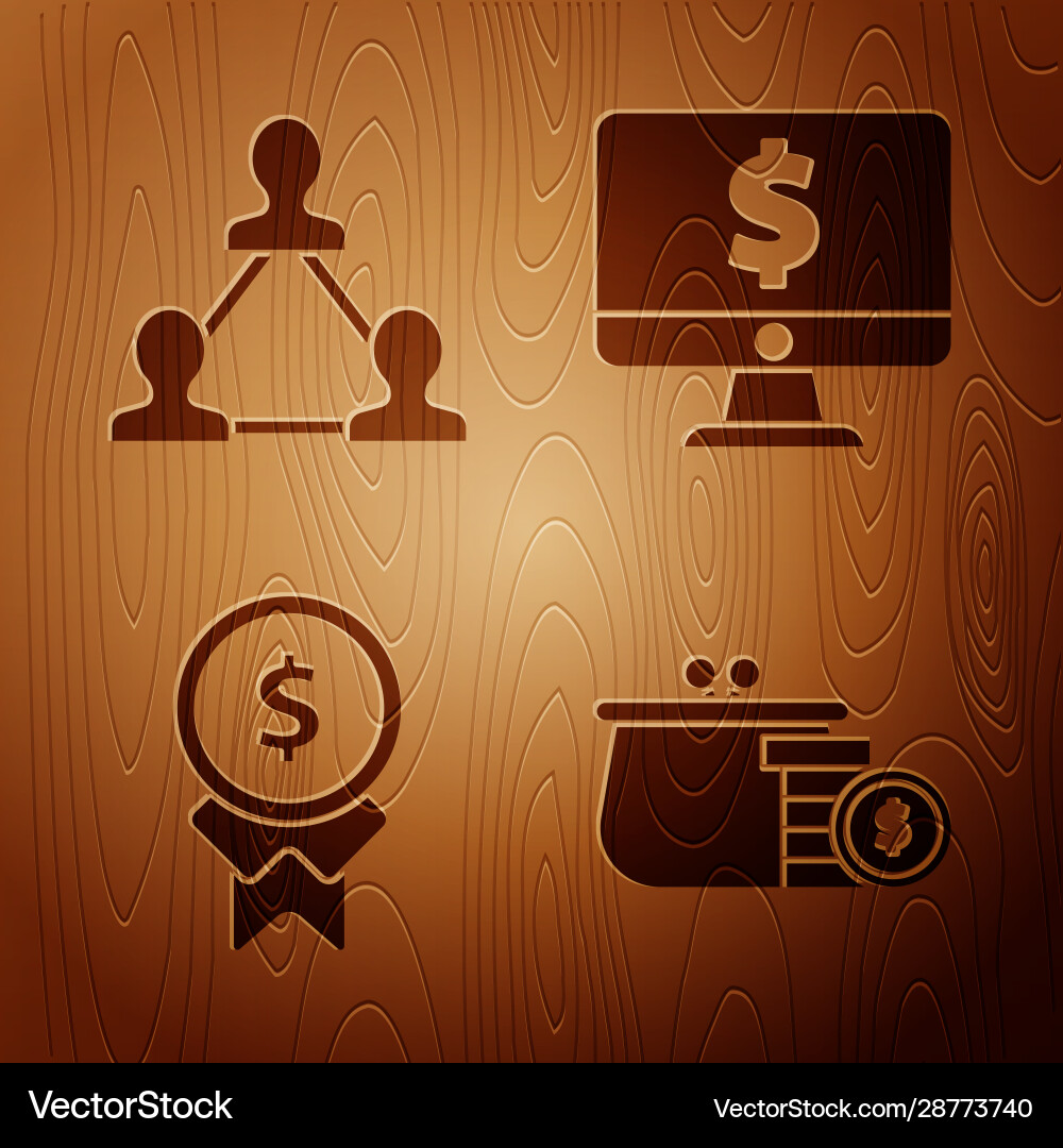 Set wallet with coins project team base reward vector image