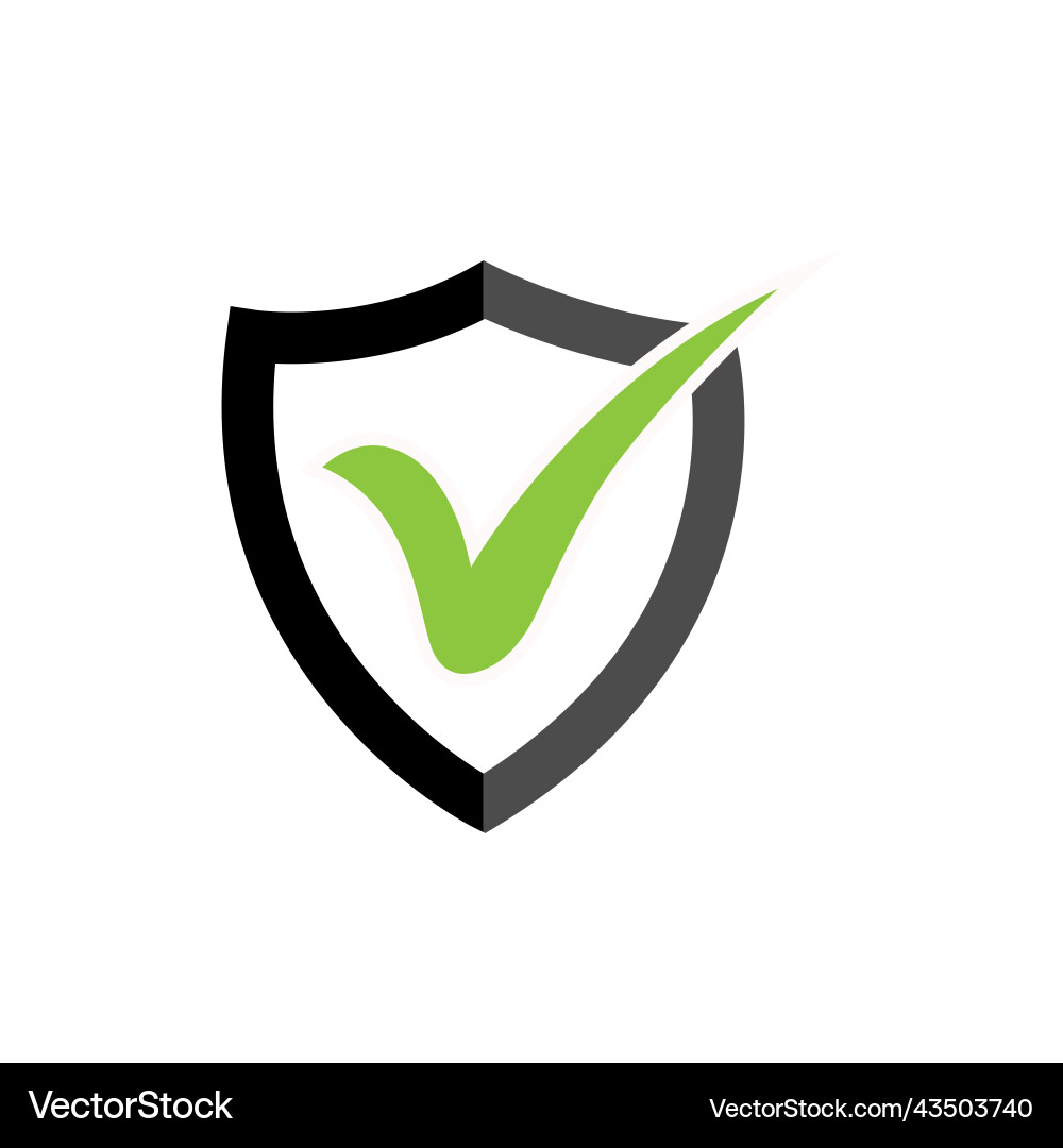 Shield with check mark tick symbol secured Shield with check mark tick symbol secured vector image