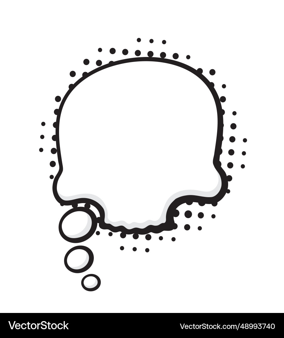 Speech bubble skull shape with dots rays in pop vector image