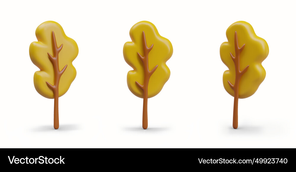 Tree in different positions autumn 3d Tree in different positions autumn 3d Vector Image