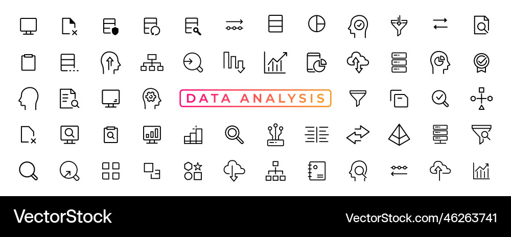 Big data analysis thin line icon set Big data analysis thin line icon set vector image