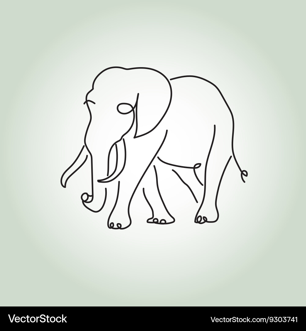 Elephant in minimal line style vector image