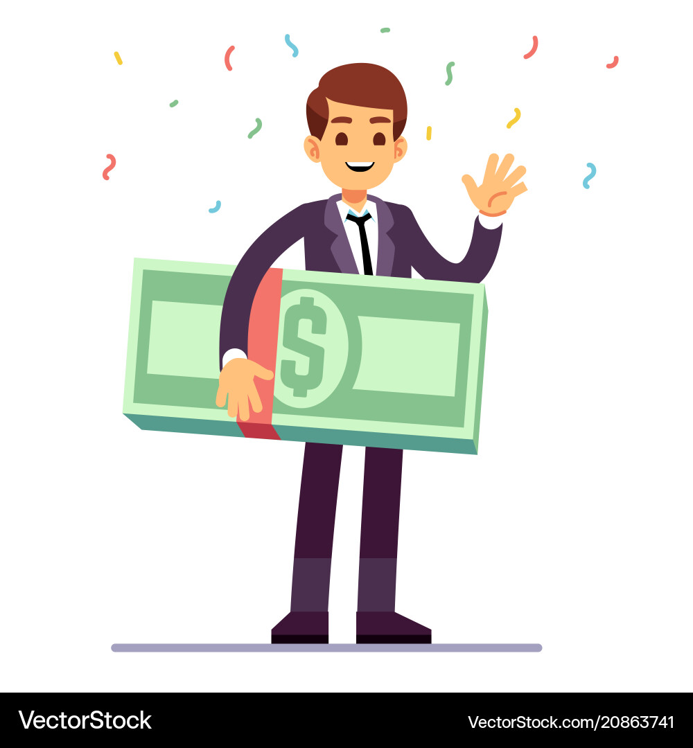 Happy Teenager Wins Big Cash Prize vector image