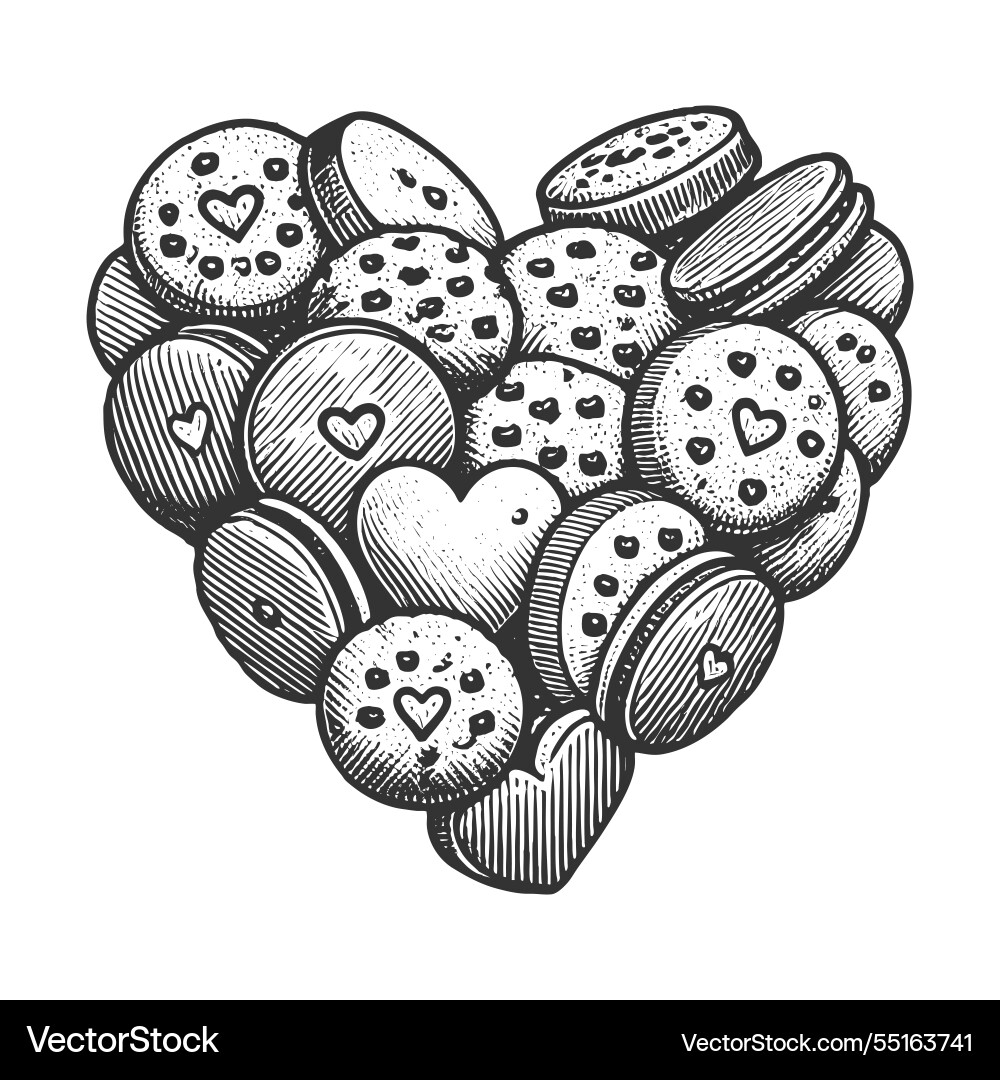Herzform aus Keksen mit Liebe Herzform aus Keksen mit Liebe vektorbild