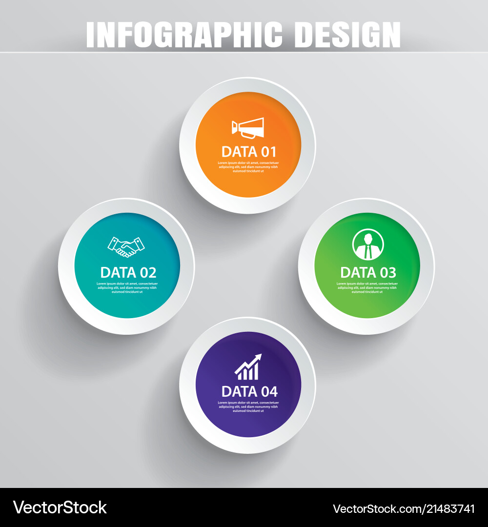 Infographics circle paper with 4 data template Infographics circle paper with 4 data template vector image