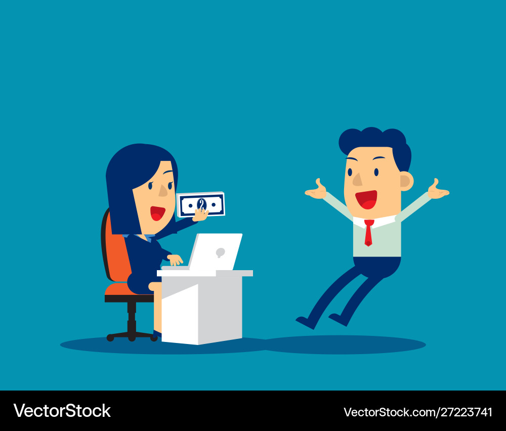 Manager giving bonus with employee concept Manager giving bonus with employee concept vector image