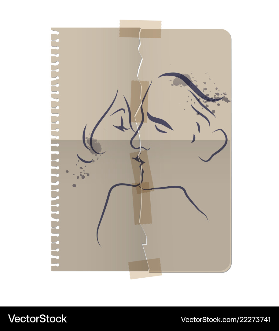 Notebook sheet and heart-02 Vector Image