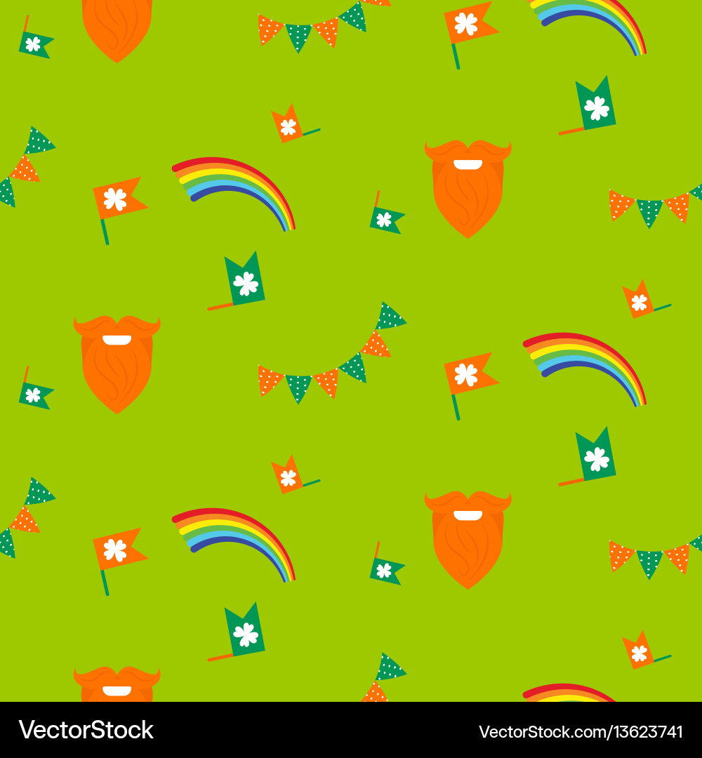 Red beard rainbow and bunting seamless pattern Vector Image
