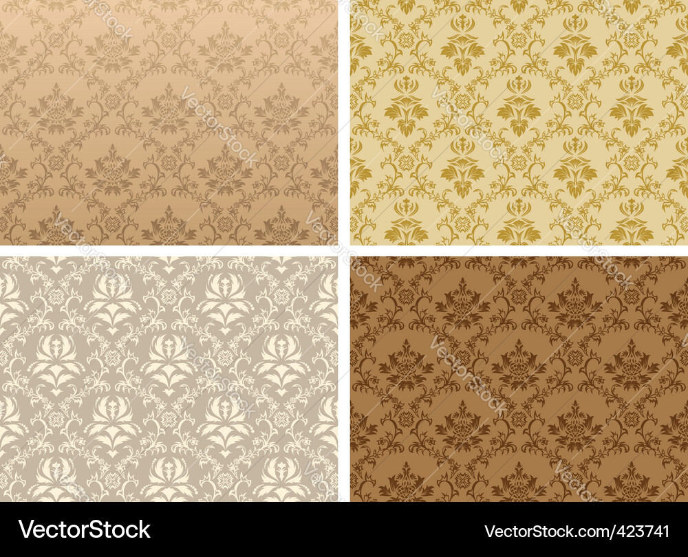 Seamless damask pattern set Vector Image
