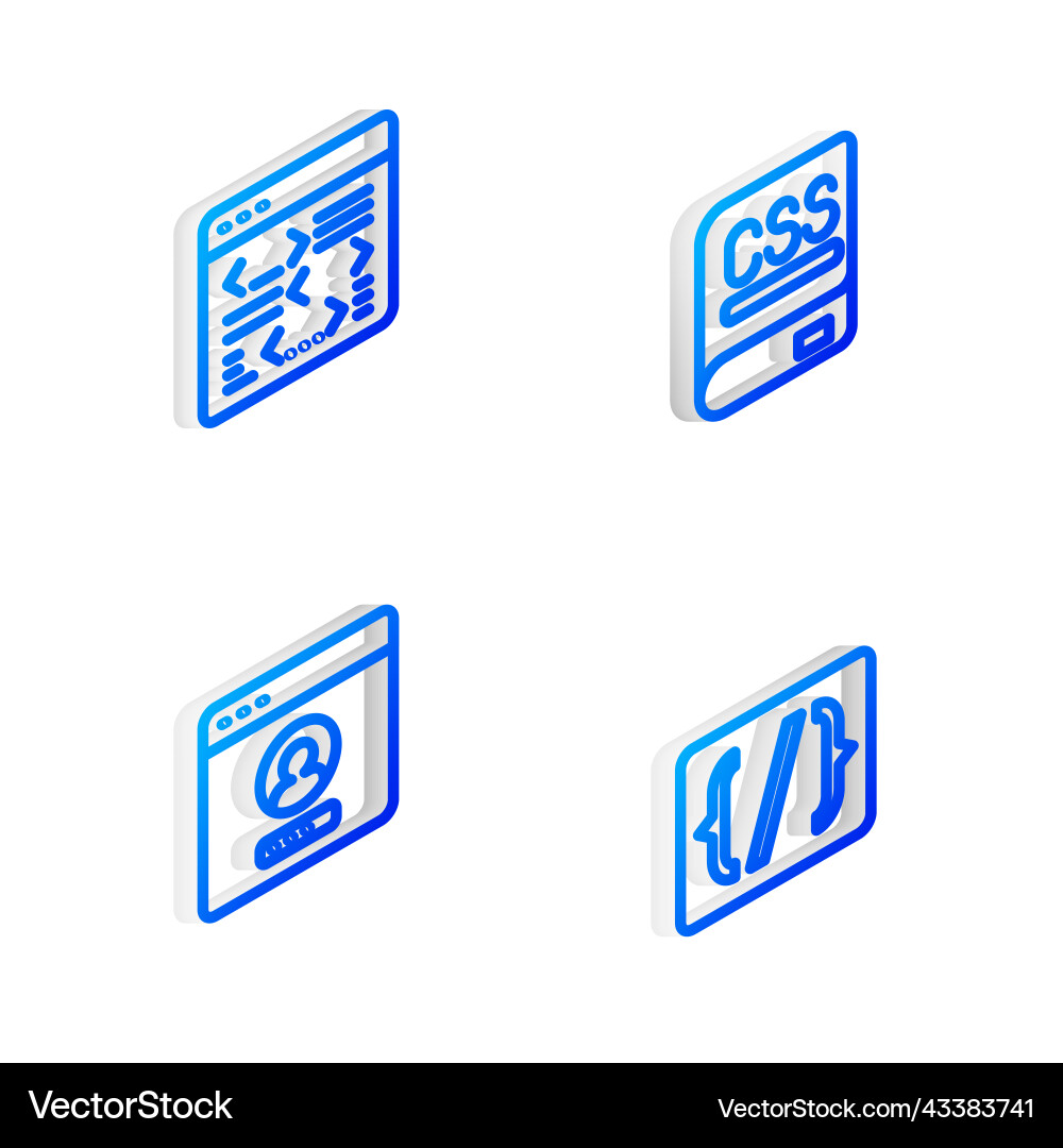 Set isometric line books about programming Set isometric line books about programming Vector Image